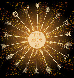Tribal arrows set on shining backround vector image