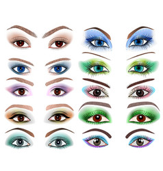 Set of womens eyes with a different makeup Set of womens eyes with a different makeup vector image