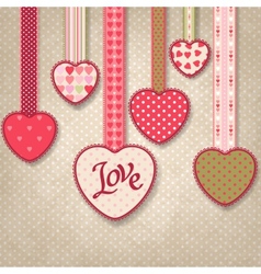 Retro background of vintage design with hearts vector image