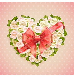 White roses heart vector image