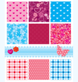 Fabric textures in pink and blue colors - seamless vector image