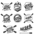 Set of vintage whitewater rafting labels vector image