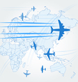 Transport and civil airplanes paths vector image