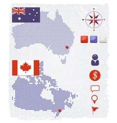 Australia and Canada dotted maps with design eleme vector image