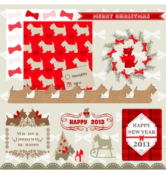 Scrapbook Design Elements - Vintage Christmas Dog vector image