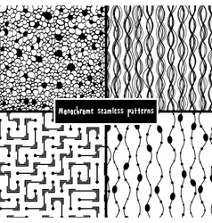 Set of four monochrome geometrical patterns vector image