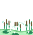 Lake reeds lilies in horizontal seamless border vector image
