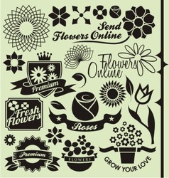 Set of flower symbols and icons vector image