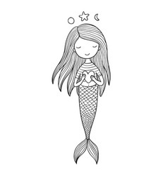 Beautiful little mermaid siren sea theme vector image