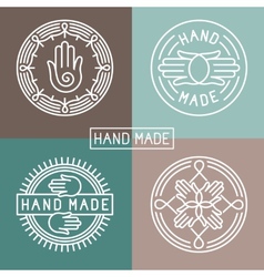 Hand made label in outline trendy style Hand made label in outline trendy style vector image