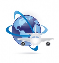 World and plane icon World and plane icon vector image