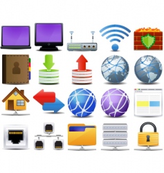 Computer and network icons vector image