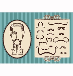 Man portrait and mustaches vector image