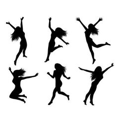 Set silhouettes of jumping women vector image