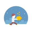 Man running with a piggy bank full of money vector image