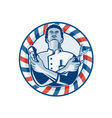 Barber With Pole Hair Clipper and Scissors Retro vector image