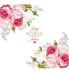 Romantic flowers corner banner vector image