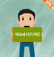 Cartoon Businessman with chalk board for hiring Cartoon Businessman with chalk board for hiring vector image