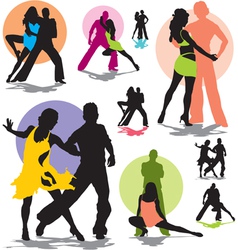 Set dance stars silhouettes vector image