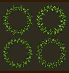 Circle frames from green leaves set vector image
