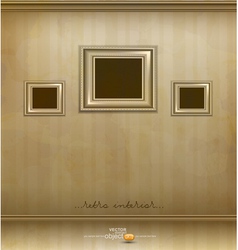 Retro room with three frames vector image
