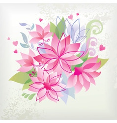 Pink flower with heart vector image