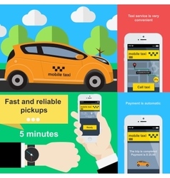 Mobile phone application to book taxi service vector image