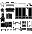 Black icons of furniture vector image