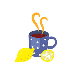 Hot beverage cup with lemon flat isolated Hot beverage cup with lemon flat isolated vector image