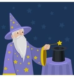 Magician with a magic wand and cylinder vector image