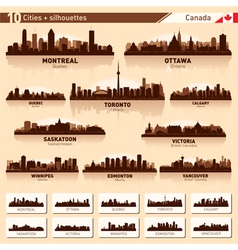 City skyline set Canada silhouettes vector image