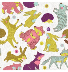 Animals and forest paper art vector image