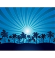 Tropical background with palm tree silhouette vector image
