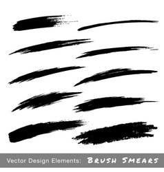 Set of Hand Drawn Grunge Brush Smears vector image