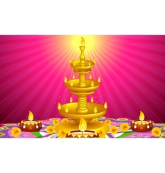 Golden Diya Stand vector image