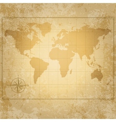 Vintage world map with compass vector image