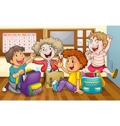 Kids in classroom vector image