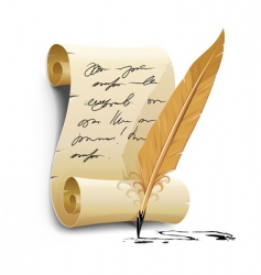 Script with ink feather pen vector image