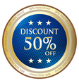Fifty Percent Discount Blue Label vector image