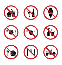 Food and drink prohibition sign icons set Food and drink prohibition sign icons set vector image