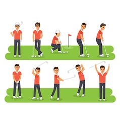 Golf players golf sport athletes in actions vector image