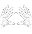 Ink sketch two hands holding something Ink sketch two hands holding something vector image