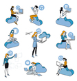 Cloud Computing Blue Girls Set vector image