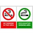 No smoking and Smoking area labels vector image