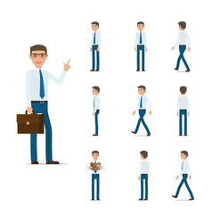 Businessman character collection moving steps vector image