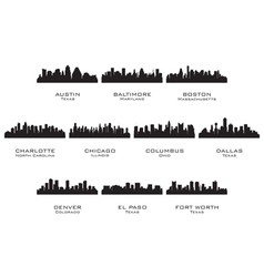 Silhouettes of the USA cities 1 vector image