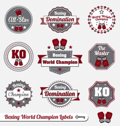 Boxing World Champion Labels vector image