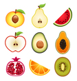 Halve Fruits Icons vector image