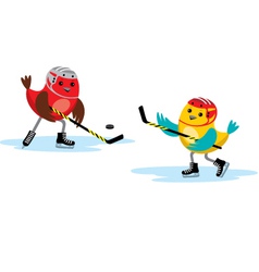 Birds play hockey vector image