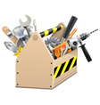 Wooden Box with Tools vector image